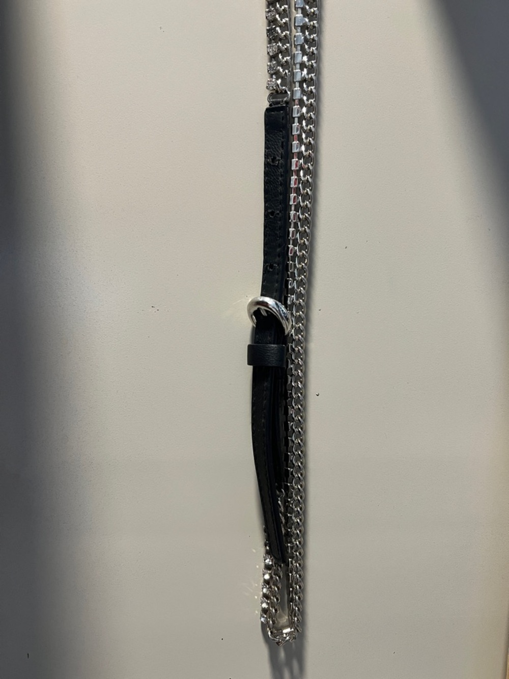 Black Leather and Silver Chain Belt